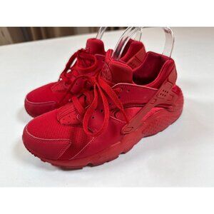 Nike Huarache Run Triple Red Sneakers Youth Size 6.5 Athletic Mesh Lace-Up